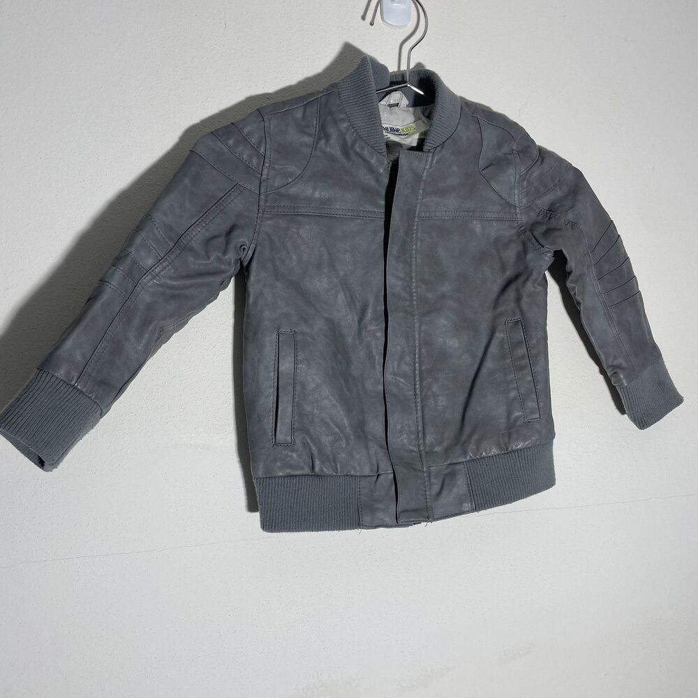 Genuine Kids by OSHKOSH Gray Boy Toddler Faux Leather Jacket